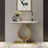 39.4" Modern Narrow Console Table with Geometric Metal Base White Entryway Table