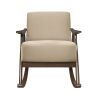 Modern Home Furniture 1pc Rocking Chair Light Brown Fabric Upholstered Dark Walnut Finish Wood Cushion Seat and Back