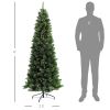 HOMCOM 6' Artificial Pencil Christmas Trees, with Auto Open, Steel Base, Pine Needles, for Home Xmas Decoration