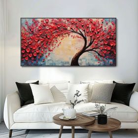 Hand Painted Red Tree Texture Art Abstract Canvas Oil Painting Original Landscape Plant Artwork Modern Stylish Wall Decor Gift For Her New Home (Style: 1, size: 140x280cm)