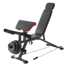 Weight Bench Sit up Bench for Home Gym Strength Training Workout Adjustable (Dumbbell Bench Type: Combination Type with Preacher Pad + Two-way Leg Training)