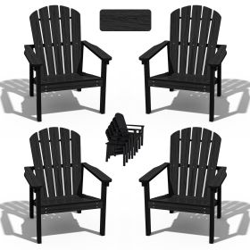 HDPE Stackback Adirondack chair, 4 Pack (Color: Black)