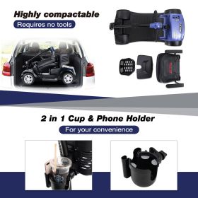 MAX SPORT BLUE 4 Wheels Outdoor Compact Mobility Scooter with 2 in 1 Cup & Phone Holder (Color: as Pic)