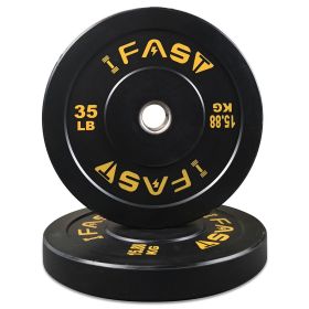 Olympic Bumper Weight Plates, Rubber Plate with 2-Inch Steel Insert Rubberized Weightlifting Barbell Plates 35LB, Pairs or Sets (Color: as Pic)