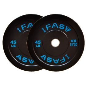 Olympic Bumper Weight Plates, Rubber Plate with 2-Inch Steel Insert Rubberized Weightlifting Barbell Plates 45LB, Pairs or Sets (Color: as Pic)