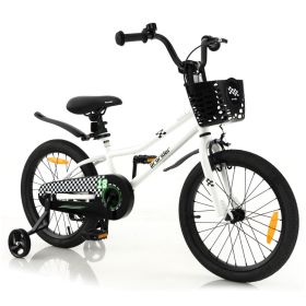 18 Inch Kids Bike with Kickstand and Coaster Brake for 4-8 Years Old (Color: Black & White)