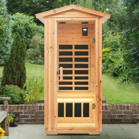 One person Far infrared old fir outdoor sauna room (Color: as Pic)