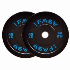 Olympic Bumper Weight Plates, Rubber Plate with 2-Inch Steel Insert Rubberized Weightlifting Barbell Plates 45LB, Pairs or Sets (Color: as picture)