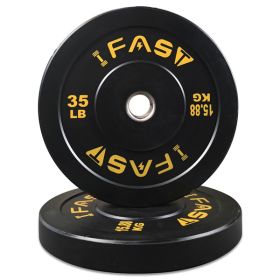 Olympic Bumper Weight Plates, Rubber Plate with 2-Inch Steel Insert Rubberized Weightlifting Barbell Plates 35LB, Pairs or Sets (Color: as picture)